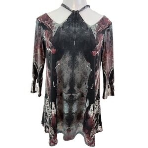 Eva Varro Tunic Top Size S Halter Neck Gray Pink Tie Dye Fully Lined USA
